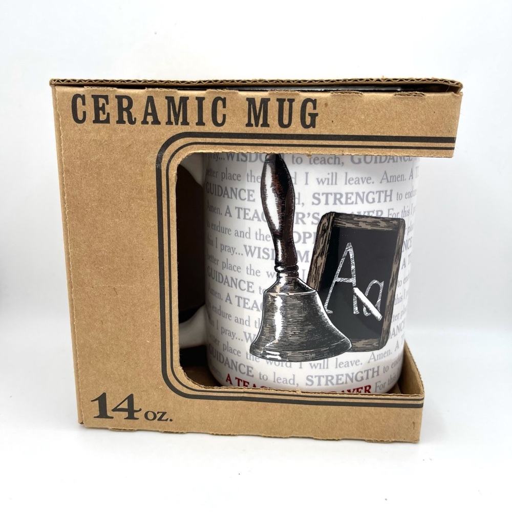 NEW in box Ceramic CARSON Teacher Coffee Mug 14oz